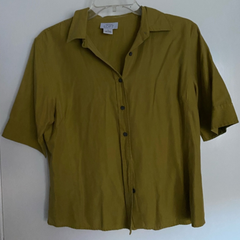 Olive green collared shirt sleeve button down